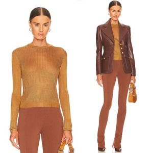 Free People Gold Crew Neck Sweater